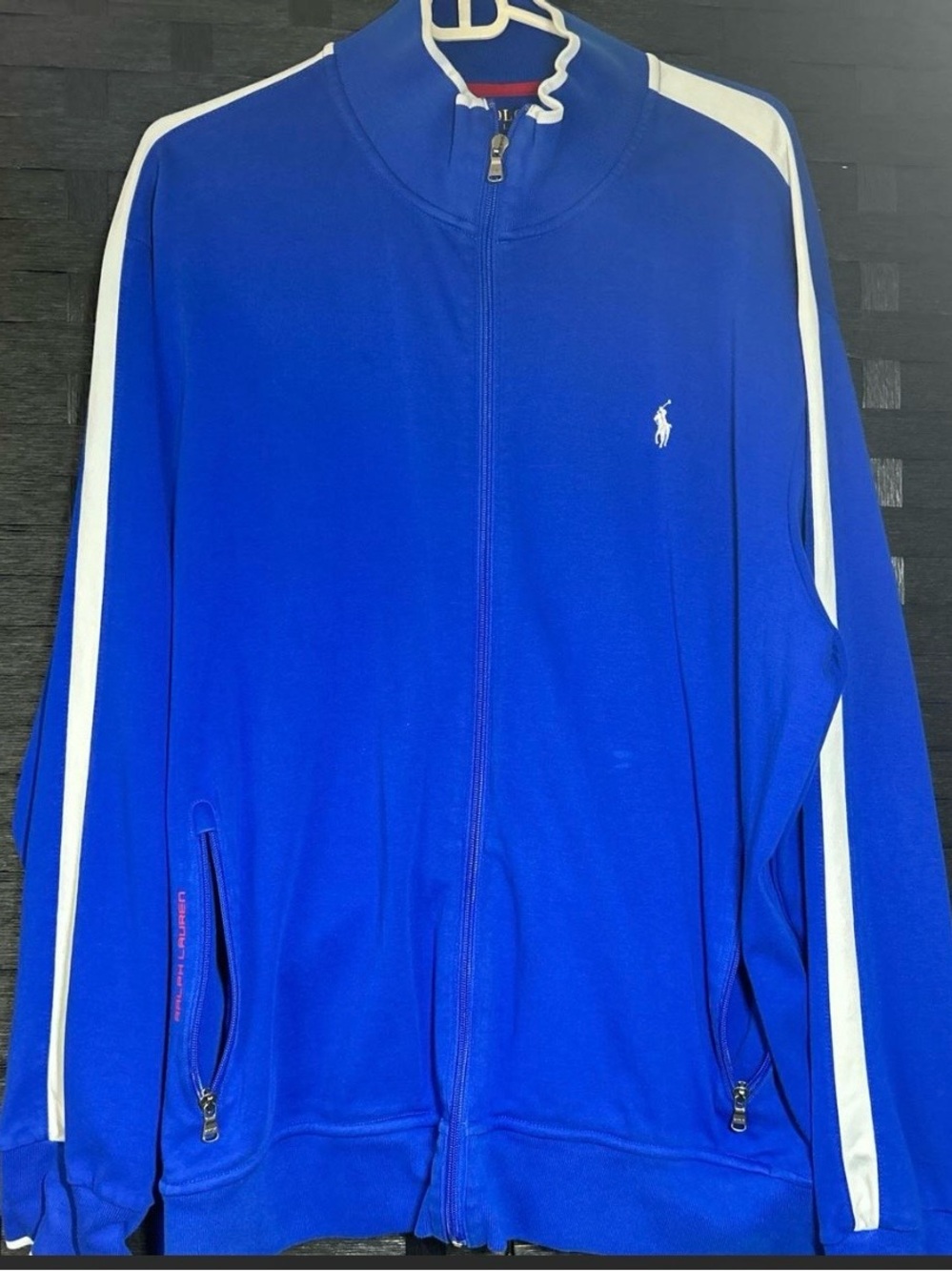 Ralph Lauren Royal Blue Track Jacket with White Stripes